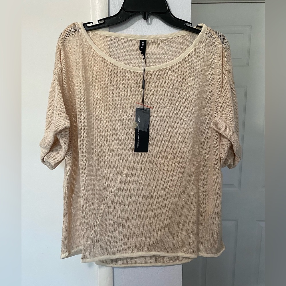 Knit Oversized Top tan / cream Size Small